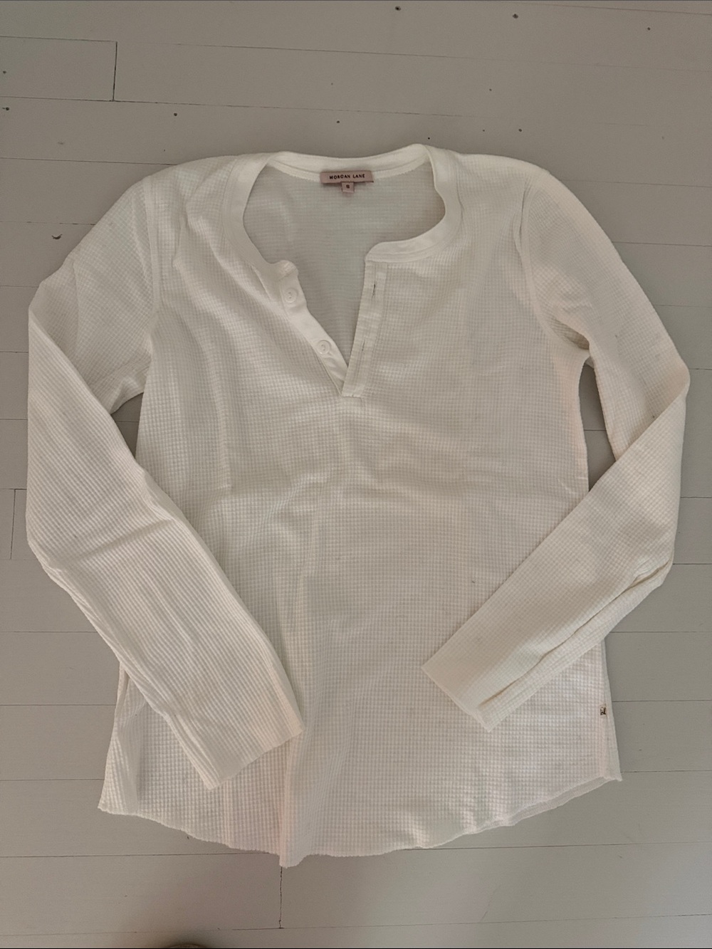 Morgan Lane White Waffle Cotton Shirt Size Small